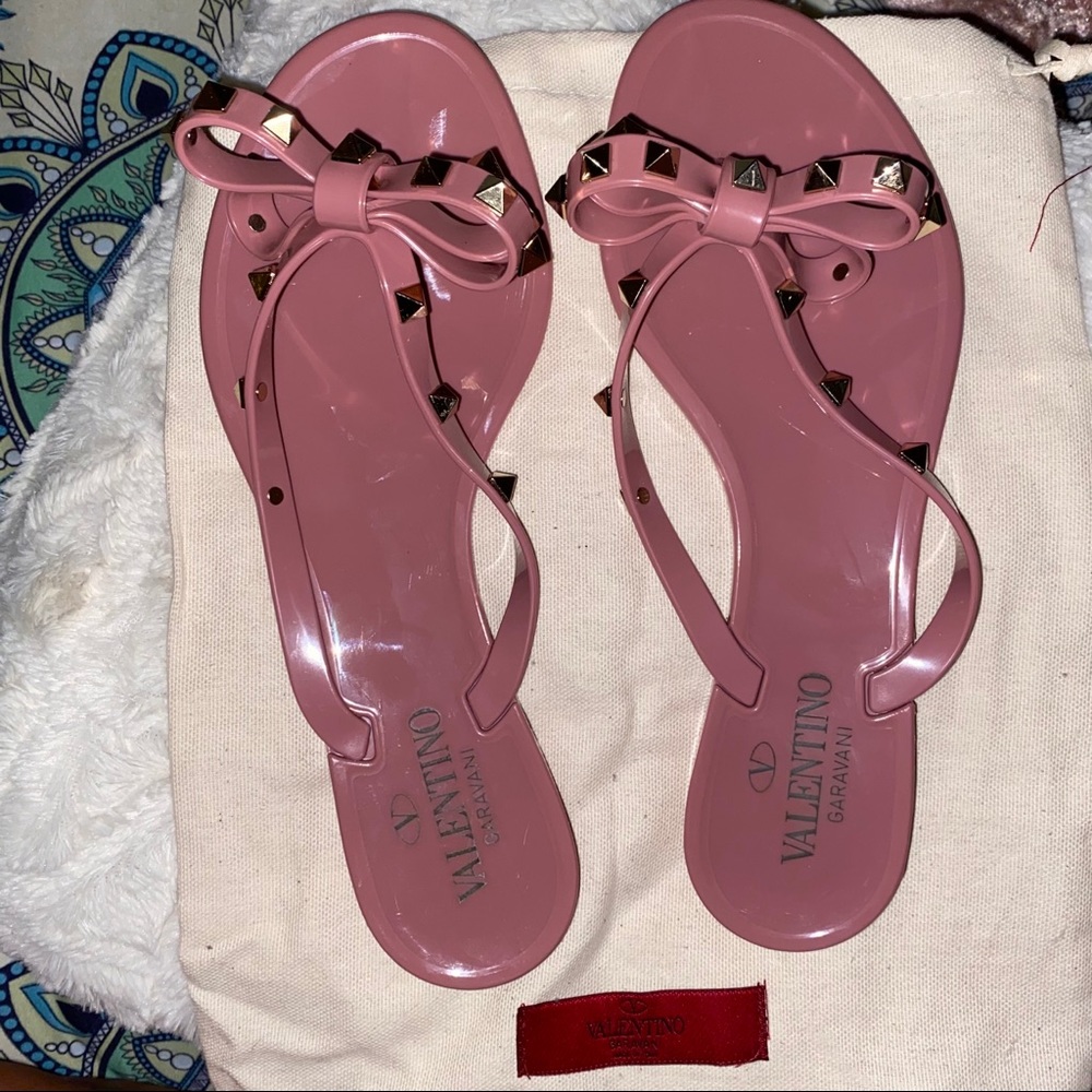 Valentino Garavani Rockstud PVC Flat Thong Sandals